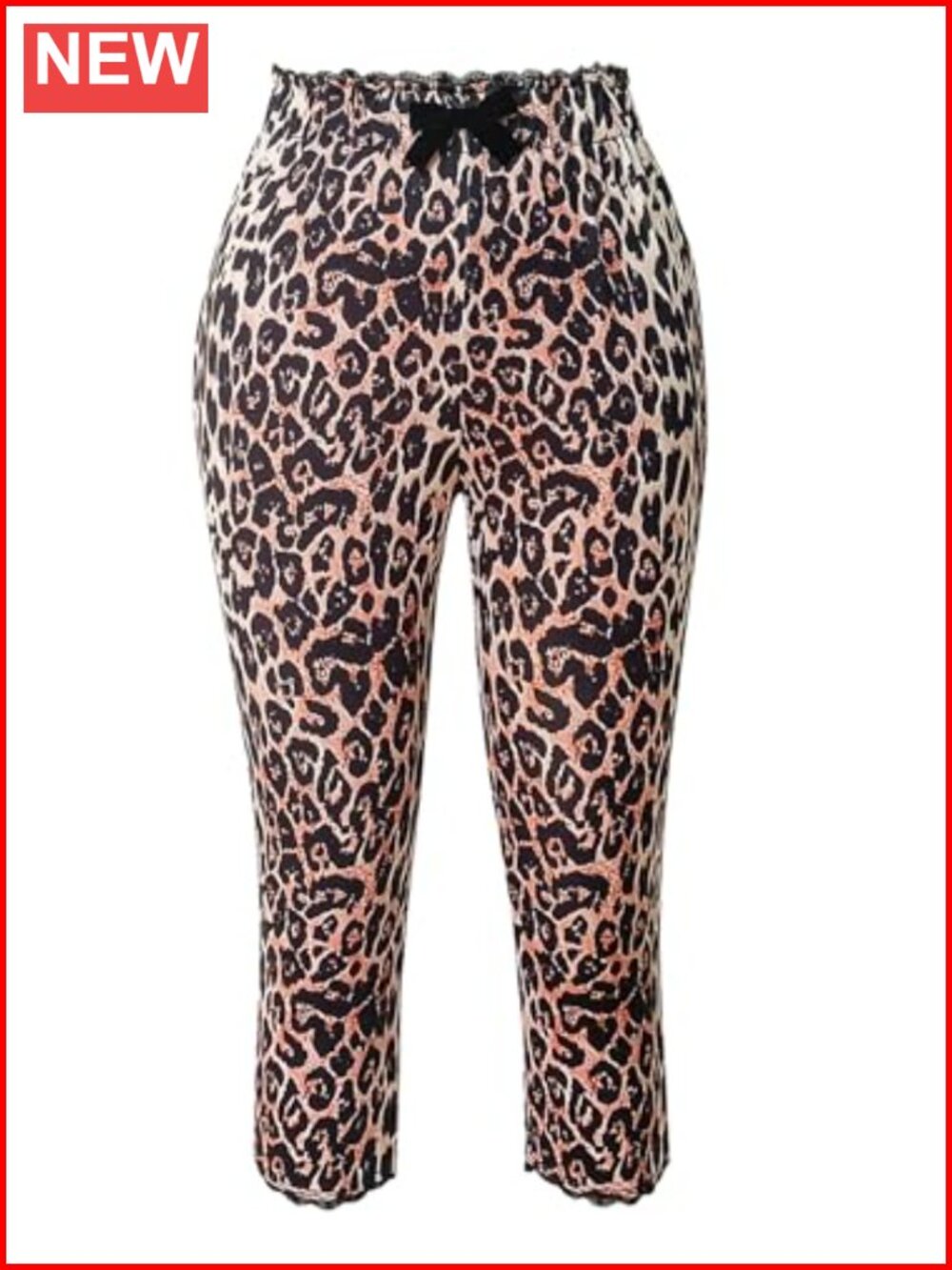 Y2K Leopard Lace Cropped Leggings Bowknot Capri Pants